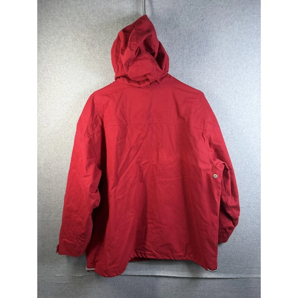 High‎ Sierra Jacket Mens Large Red Hooded Cotton Canvas Anorak Lined Outdoor